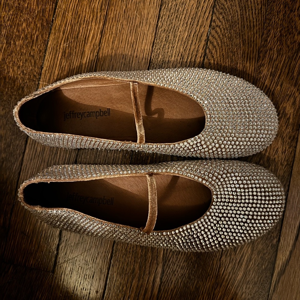 Jeffrey Campbell “Moira” Embellished Ballet Flats - Neutral